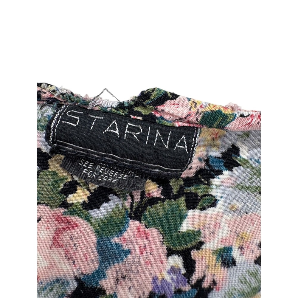 Vtg 90s Starina Babydoll Mini Dress Size S Floral  Rayon Tie Back Fairy Grunge - Picture 9 of 11